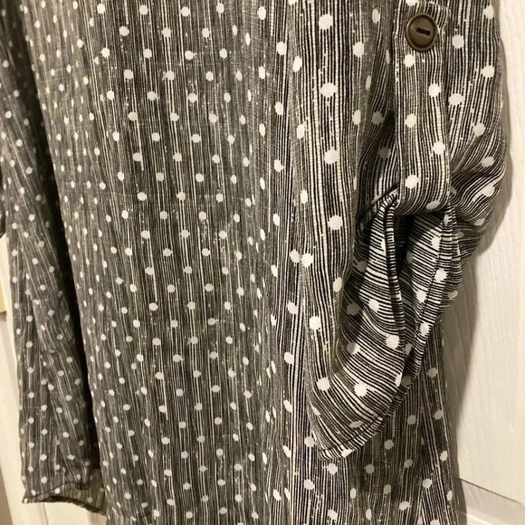 Lush Women’s Lined Mini Dress Grey Polka Dots 3/4 length sleeves Sz. Large - Picture 6 of 9